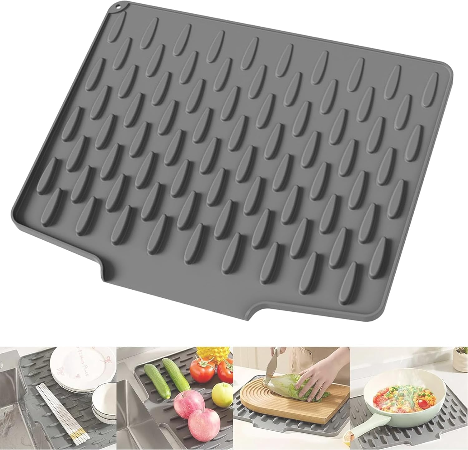 Multifunctional and Foldable Silicone Drainage Mat, Dish Drying Mat for ...