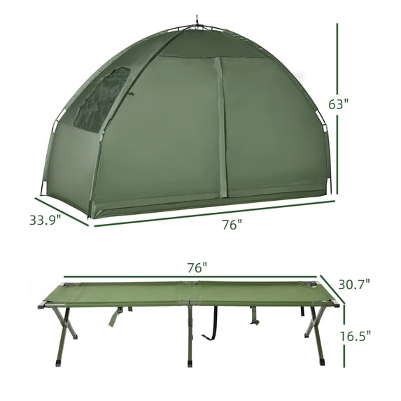 Multifunctional Folding Camping Cots for Adults, Elevated Tent with Sleeping Bag, Thick Air Mattress Pad, Portable Single Sleeping Cot Camping Bed
