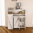 thumbnail image 1 of Multifunctional Folding Dining Table with Wall-Mounted Sideboard, Built-in Power Outlets & Storage for Small Apartments, White, 1 of 11