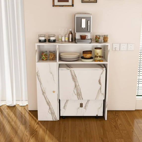 Multifunctional Folding Dining Table with Wall-Mounted Sideboard and Storage for Small Apartments, White
