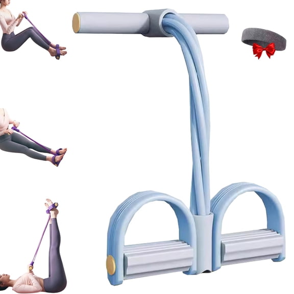Multifunctional Foot Pedal Resistance Assistance Expander Chest Leg Band, Premium 4-Latex Tubes, Anti-Slip Comfort Design for Abdomen Waist Arm Leg Home Full Body Exercise
