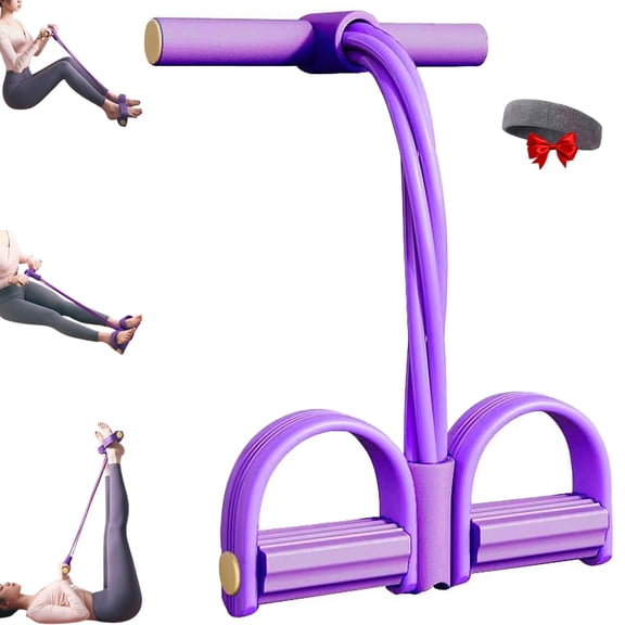 Multifunctional Foot Pedal Resistance Assistance Expander Chest Leg Band, Premium 4-Latex Tubes, Anti-Slip Comfort Design for Abdomen Waist Arm Leg Home Full Body Exercise