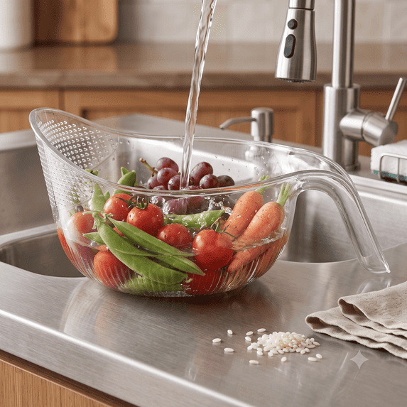 Multifunctional Fruit and Rice Washing Bowl,Aesthetic Multifunctional Rice Strainer with Handle Aesthetic Strainer with Handle,Kitchen Colander for Vegetables Rice Pasta and Cheese