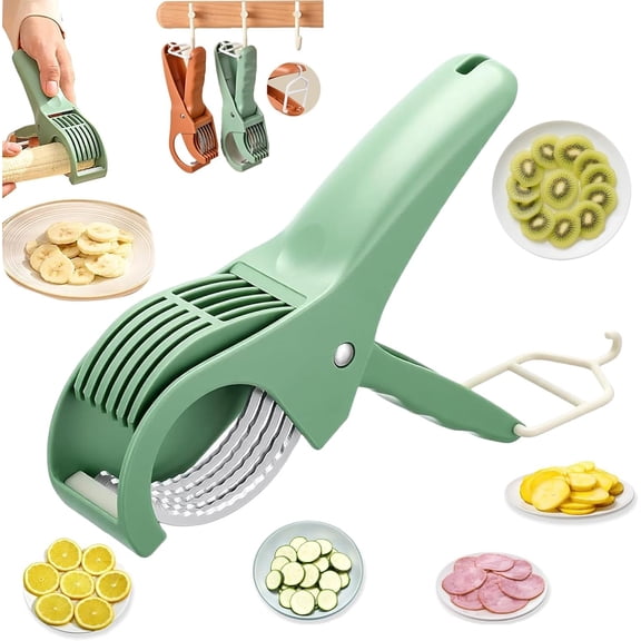 Multifunctional Fruit and Vegetable Slicer, Cucumber Divider, Press & Cut, Stainless Steel Blades, Ideal for Bananas, Cucumbers, Carrots, Peppers, Sausages