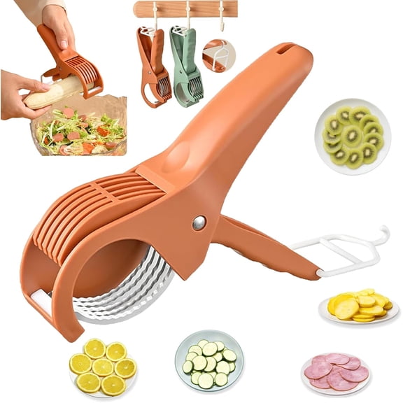 Multifunctional Fruit And Vegetable Slicers,Strawberry Slicer,Banana Slicer Cutter,Grape Cutter,Cucumber Slicer,Stainless Steel Cutter With Portable Hook For Banana, Sausage,Cucumber, Strawberry