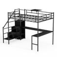 thumbnail image 1 of Multifunctional Full-Size Metal Loft Bed with L-shaped Desk, LED Lights - Safe and Durable for Work and Sleep, 1 of 2