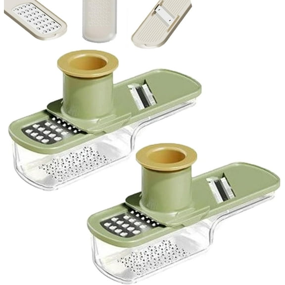 Multifunctional Garlic Grinder & Mandoline Slicer, 2025 New Mini Garlic Ginger Slicer with Thin Blade, Kitchen Gadget for Effortless Chopping, Easy to Clean
