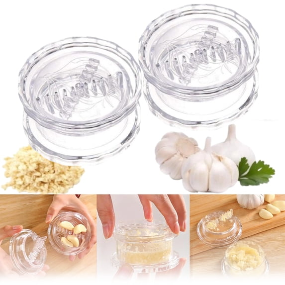 Multifunctional Garlic Twist Mincer, Manual Garlic Press Grinder for Garlic, Ginger, Onions, Herbs and Nuts (2PCS)