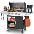 thumbnail image 1 of Seizeen 4 Burner Gas Grill with Side Burner, 50,000 BTU Stainless Steel BBQ Grill with Side Shelf, Tank Hook, Towel Rack & Bottle Opener, Outdoor Patio Propane Grill for Backyard, Camping, 1 of 12