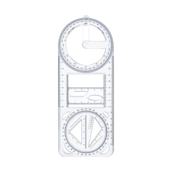 Multifunctional Geometric Ruler Template Measuring Tool Plastic Mathematics Drawing Ruler Set Of 2