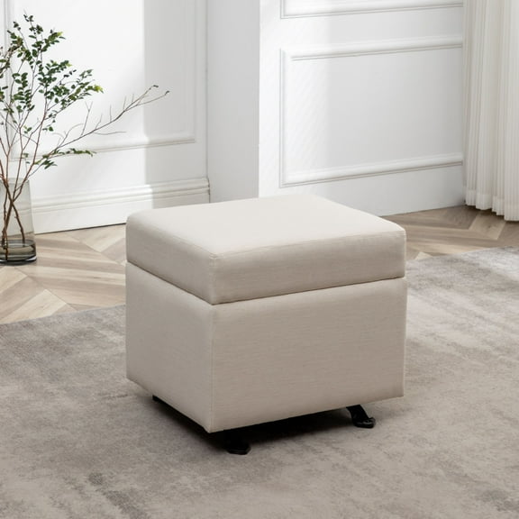 Multifunctional Gliding Ottoman, Upholstered Accent Footrest & Extra Seating for Living Room, Bedroom
