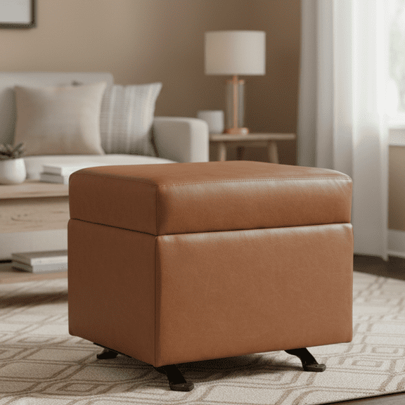 Multifunctional Gliding Ottoman, Upholstered Accent Footrest & Extra Seating for Living Room, Bedroom