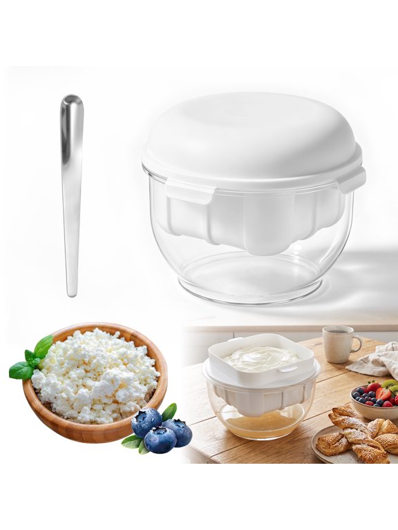 Multifunctional Greek Yogurt Strainer, White 8" x 8" x 6" Premium Decor for Everyday Home Kitchen Office Use, Lifestyle Essentials