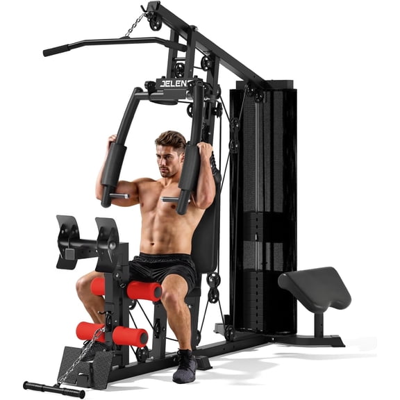 Multifunctional H11 Home Gym Equipment, Workout Station with 150LBS Weight Stack, Exercise Equipment with Pulley System for Full Body Training