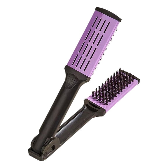 Multifunctional Hair Styling Comb for Daily Use, Straight and Dual Use Brush, Anti-Scald V-Shape Texture Comb for Smooth Salon Results, Easy Operation Hair Care Tool Black