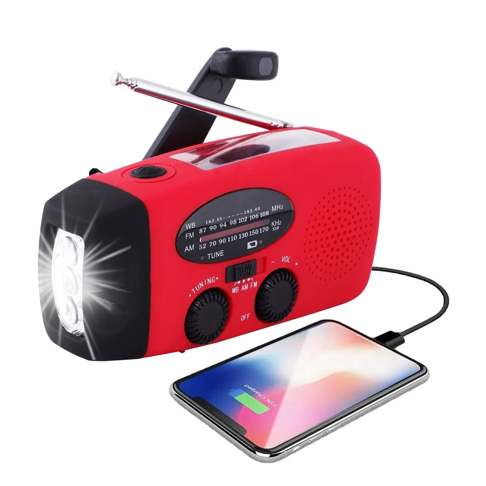 Multifunctional Hand Crank Power Generation Emergency Radio Solar Disaster Prevention FM AM WB NOAA USB LED Flashlight