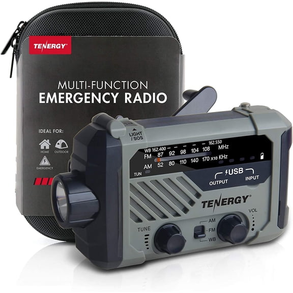 Multifunctional Hand Crank Weather Radio with LED Flashlights, SOS Alarm, Cell Phone Charger, AM/FM/NOAA Radio Frequencies, Ideal for Emergencies