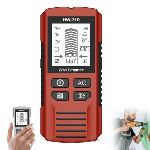 Multifunctional Handheld Metal & Wall Detector, 5 in 1 Stud Finder Scanner, Portable Wire Pipe Power Scanner with LCD Display, Suitable for Detecting Metal, Cables, Wood