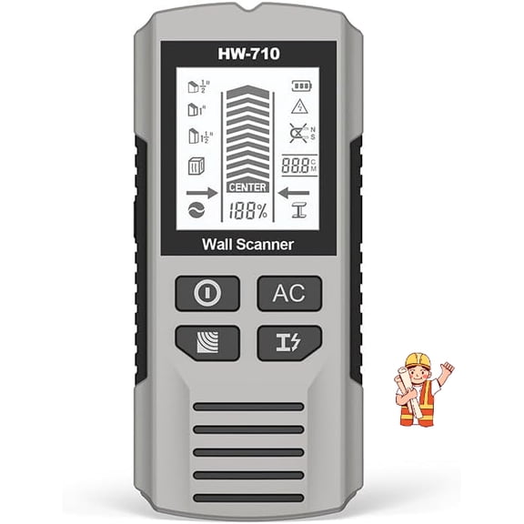 Multifunctional Handheld Metal & Wall Detector, 5 in 1 Stud Finder Tool, HD LCD Display and Audio Alarm, High Sensitivity Sensor for Home Improvement, Carpentry and Electrical Work (Silver)