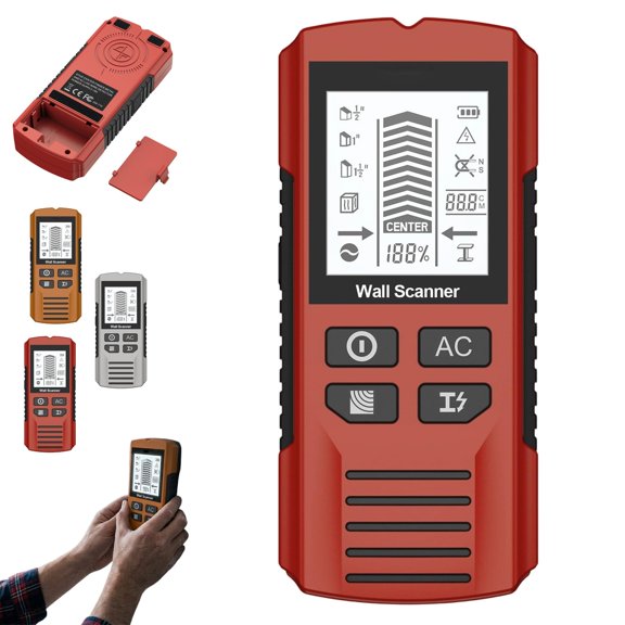 Multifunctional Handheld Metal & Wall Detector, 6 in 1 Multi Function Handheld HD LCD Display Wall Metal Detector, Stud Finder Tool, Audio Alarm, Suitable for Detecting Cables, Wood
