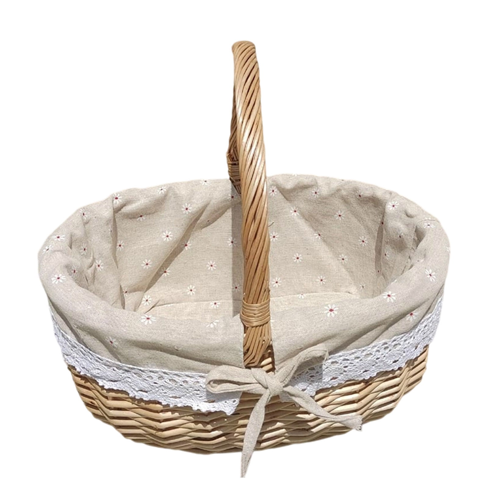 Multifunctional Handwoven Willow Picnic Basket, Photography Prop Basket, DIY Decorative, Ideal for Beach, Camping, Hiking, Easter Parties, Spring Festival, St. Patrick's Day, L9.8× W7.8× H10.2 in