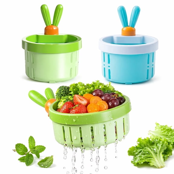 Multifunctional Hanging Sink Drain Basket Kitchen Assorted Accessories 2 Pack Cactus Press to Dump Strainer 3 Inch with One Press Stopper Upgraded Easy Clean