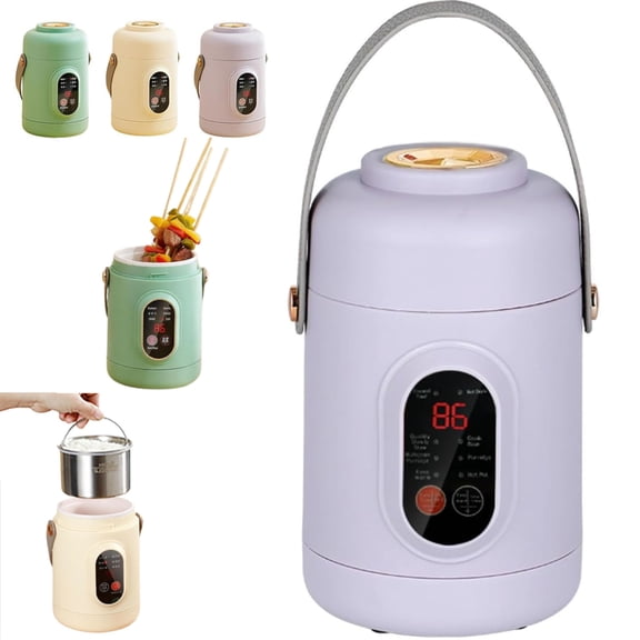 Multifunctional Health Pot, 500W Portable Mini Electric Cooker with Ceramic Glaze Inner & Steamer, 800ML Small Slow Cooker, 12 Hour Reservation Function, for Porridge, Rice, Soup & Steaming