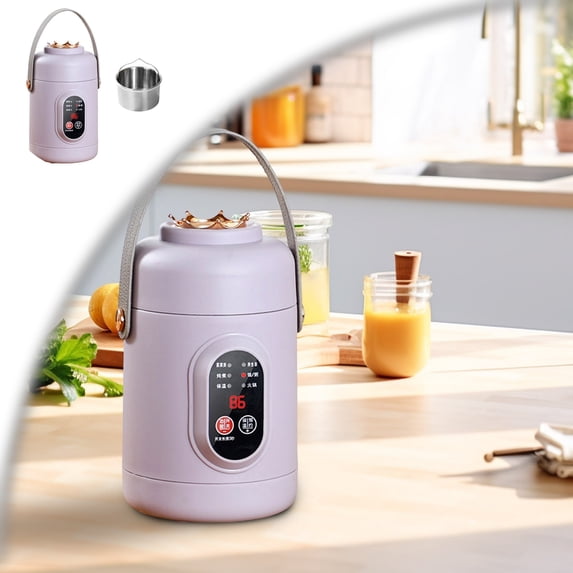 Multifunctional Health Pot, Mini Electric Cooker with Ceramic Glaze Inner & Leather Handle, Portable Smart Stew Pot with 6 Cooking Modes & 12H Timer for Dorm, Office, Travel