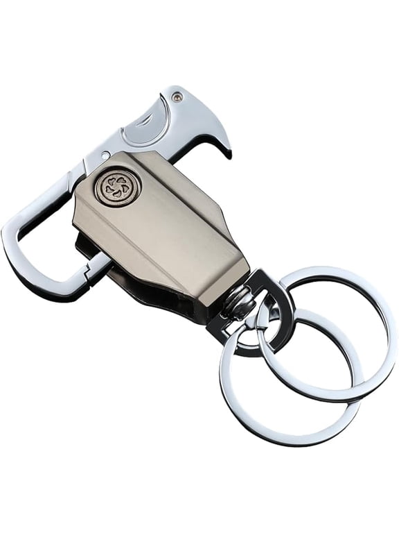 Multifunctional Heavy Duty Keychain Key Ring with Carabiner Clip, Bottle Opener and Fidget Spinner, Durable Zinc Alloy EDC Key Chain for Everyday Carry