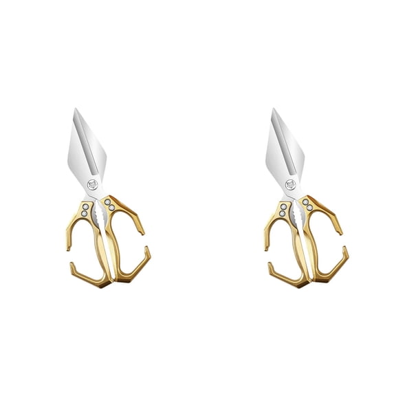 Multifunctional Heavy Duty Kitchen Shears Gold Sharp Stainless Steel Scissors for Japanese Cooking Chicken Turkey Meat Vegetable BBQ Tool