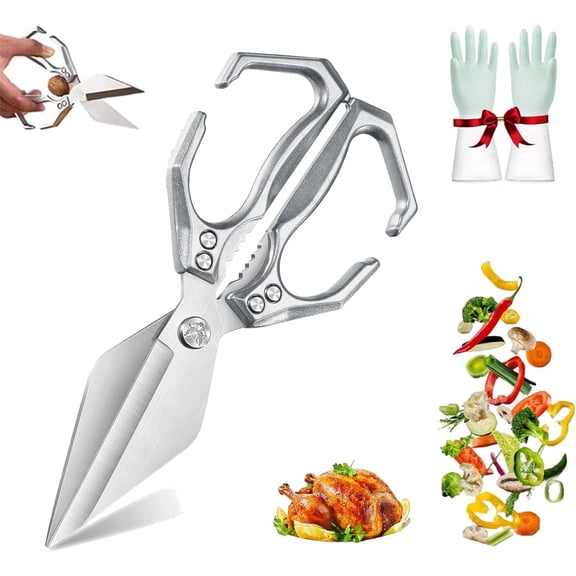 Multifunctional Heavy-Duty Kitchen Shears, Kitchen Shears for Food Heavy Duty, Sharp Stainless Poultry Scissors Heavy Duty Cut Bone, Dishwasher Safe, for Food, Chicken Bones and Turkey