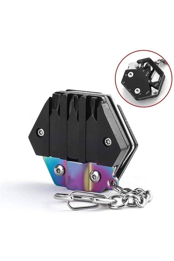 Multifunctional Hexagon Coin Outdoor EDC Tool Hexagon Folding Coin Knife Keychain Screwdriver Pocket Fold Mini coltello Gear Pee Titanium