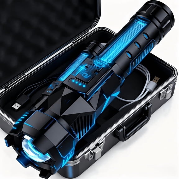 Multifunctional High Brightness Rechargeable LED Flashlights with Powerful Handheld Torch, Perfect for Emergencies, Camping, and Outdoor Adventures, Includes 6 Light Modes, COB Side Light, USB C