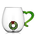 thumbnail image 1 of Multifunctional Holiday Glass Mug Christmas Wreath Glass Mug 350/400ml Capacity Glasses for Family Gatherings, 1 of 9