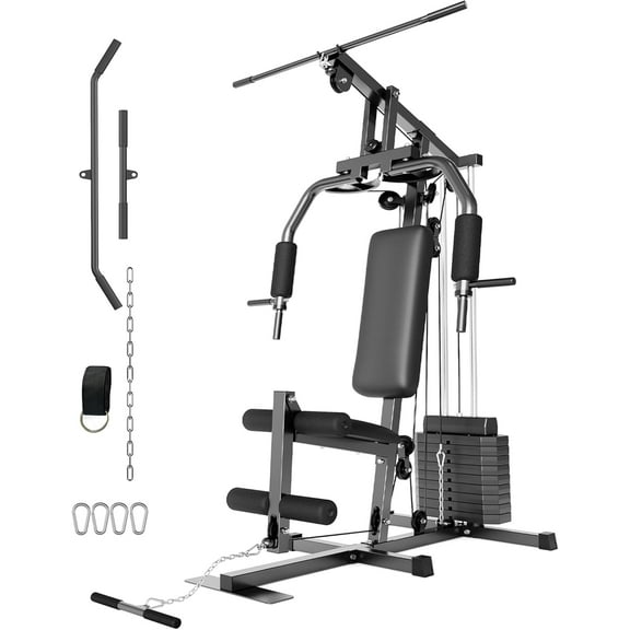 Multifunctional Home Gym Machine, with 100LBS Weight Stack, for Full Body Strength Training, LAT Pull Down, Chest Press, Leg Extension