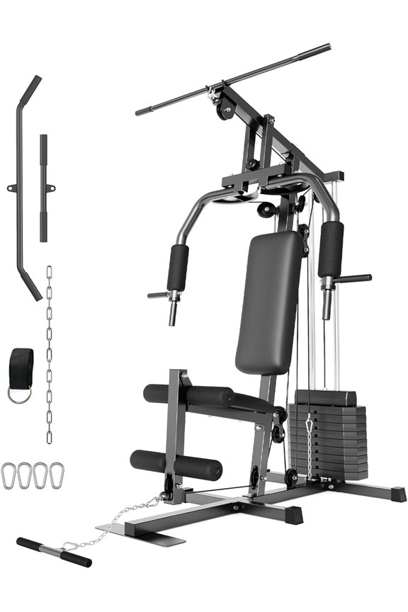 Multifunctional Home Gym Machine, with 100LBS Weight Stack, for Full Body Strength Training, LAT Pull Down, Chest Press, Leg Extension
