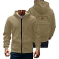 thumbnail image 1 of Multifunctional Hoodie Jacket for Men Long Sleeve Solid Zip Up Built In Backpack Cardigan Coat with Pockets Khaki XL, 1 of 7