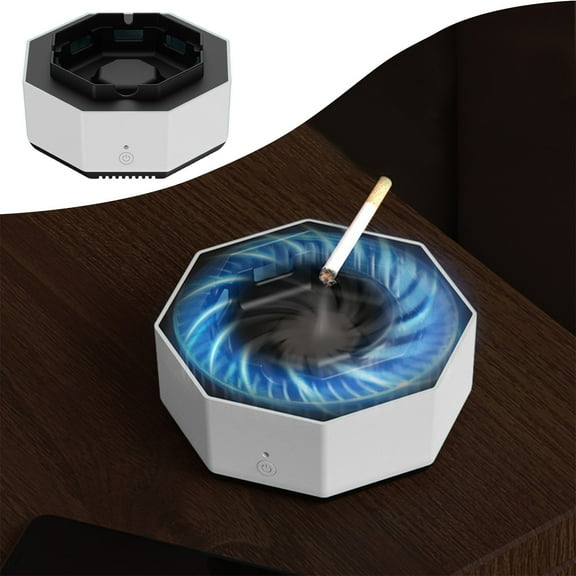 Multifunctional Indoor Soot Ashtray with Negative Ion Purifier and Aroma Diffuser, Flame-Retardant ABS, Auto Shutdown, Battery-Powered, Compact Design for Home and Office Use up to 10㎡