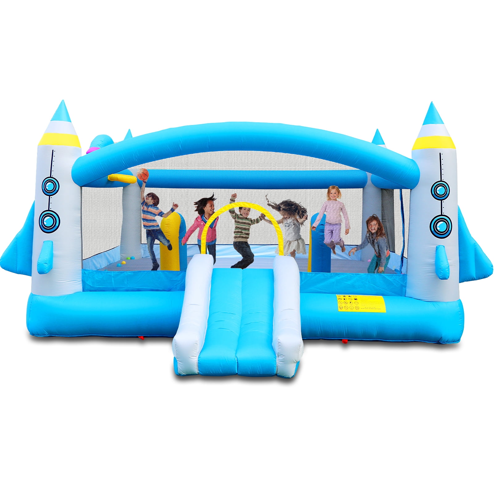 Multifunctional Jump 'n Slide Inflatable Bouncer for Kids, Complete Set with ETL Blower, 198" x 180" x 96" Indoor Outdoor Bounce House for Backyard Family Play