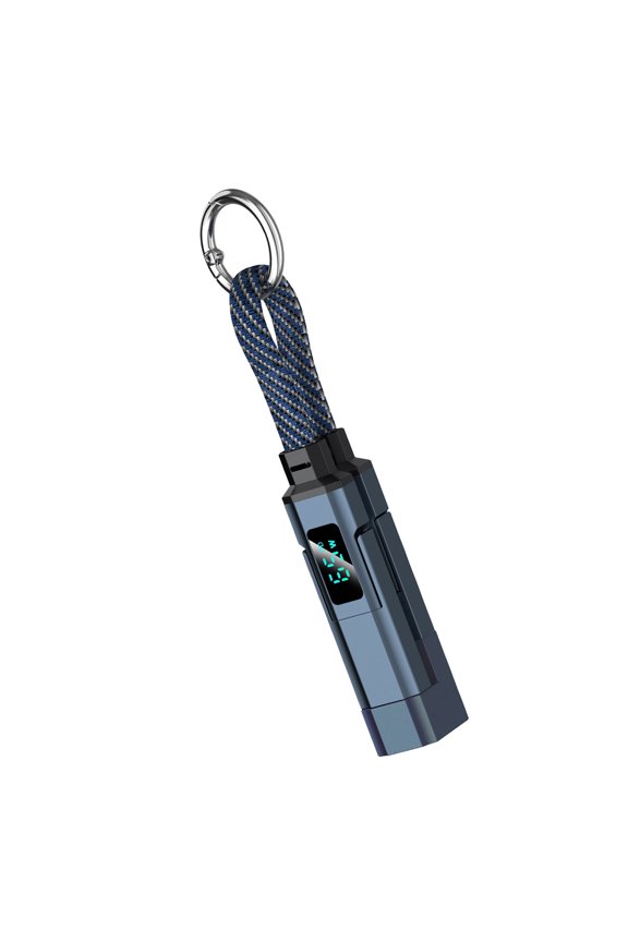 Multifunctional Keychain Charging Cord with Digital Display Alloy Construction 40Gbps Data Cable for Travel Use