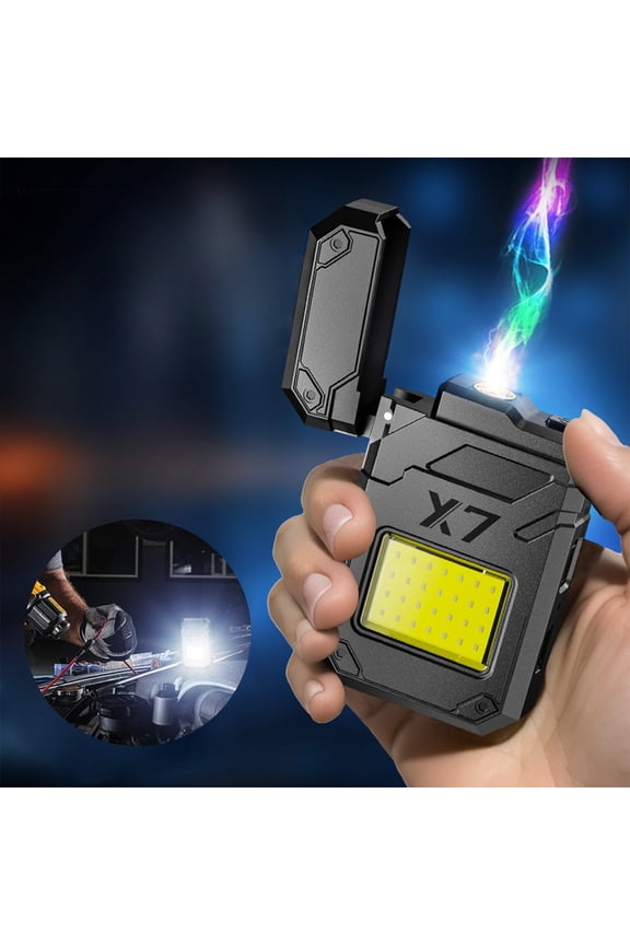Multifunctional Keychain Lighter with COB LED Light, USB Rechargeable Portable Lighter Flashlight with 3 Modes, Windproof Electric Lighter for Outdoor Camping, 2.87x1.93in