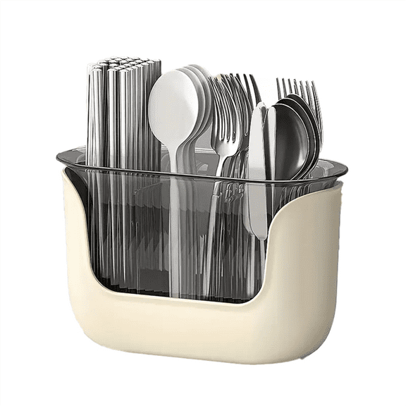 Multifunctional Kitchen Cutlery Holder with Drain Storage, 3-Compartment Flatware Organizer, Home Kitchen Accessories A