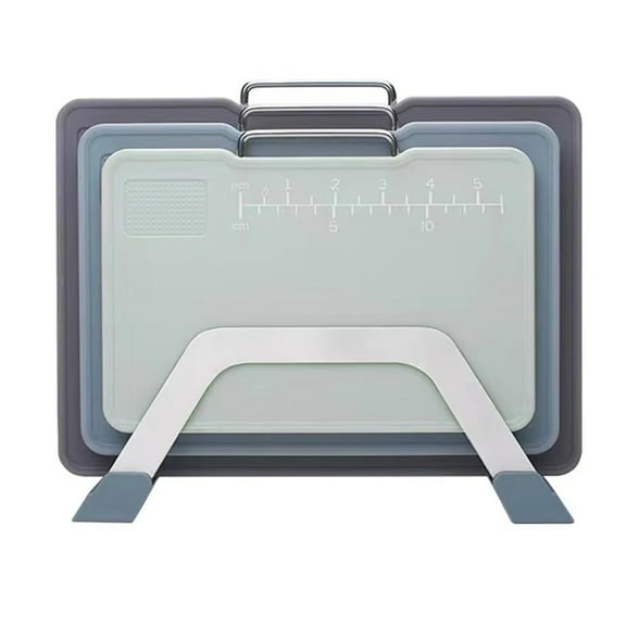 Multifunctional Kitchen Cutting Board Set with Stand, Grinding Area and Scale Marking - 3 Sizes for Efficient Chopping A,3 * cutting board 1 * support,Blue & Gray