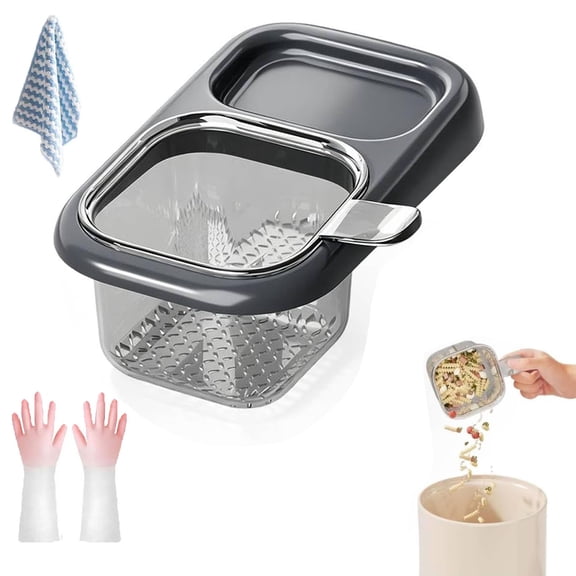Multifunctional Kitchen Hanging Sink Drain Basket Suction Cup (Gray) | Anti-Clogging,Transparent Visible Bin,Detachable,Washable,Compact Space-Saving Kitchen Sink Organizer