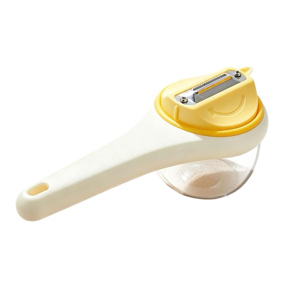 Multifunctional Kitchen Peeler with 90° Rotating Blade and Built-in Peel Container Stainless Steel Serrated Blades Ergonomic Handle for Potato Carrot Fruit Veggie Prep