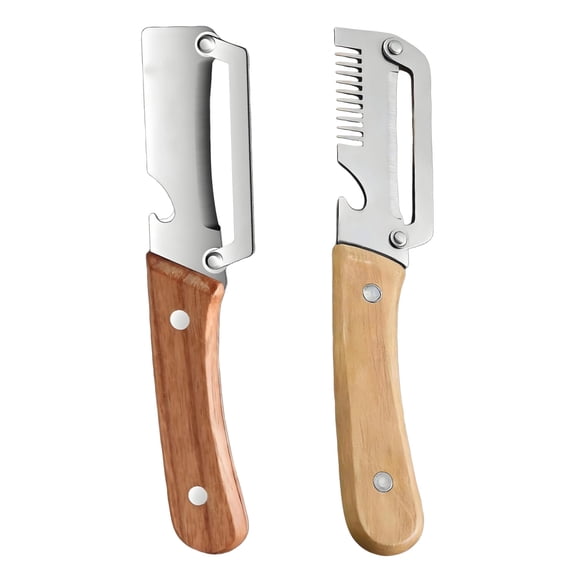 Multifunctional Kitchen Prep Set, Stainless Steel Vegetable Shredder and Original Wood Handle Peeling Knife for Efficient Food Slicing