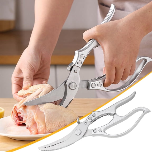 Multifunctional Kitchen Shears, Durable Heavy Duty Bones Shears, Useful Kitchen Scissors for Food Cutting, 9x26cm Stainless Steel Kitchen Bones Cutter with Fishscale Scraper and Nut Cracker Handle