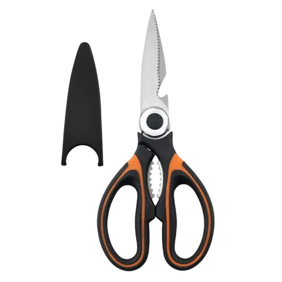 Multifunctional Kitchen Shears - Heavy Duty Stainless Steel Chicken Bone Scissors with Anti-Slip Comfort Grip and Protective Case