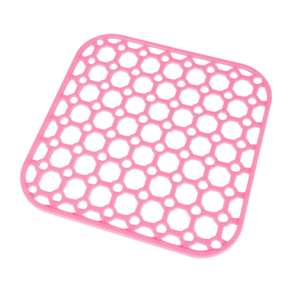 Multifunctional Kitchen Sink Drain Board with Insulated Mat for Washing and Drying Vegetables - Pink