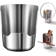 Multifunctional Kitchen Utensil Holder, 2-in-1 Spoon Pot Lid Holder, Heavy Duty, Space-Saving Vertical Stand, Stainless Steel Pot Lid Organizer, Spoon Rest for Counter